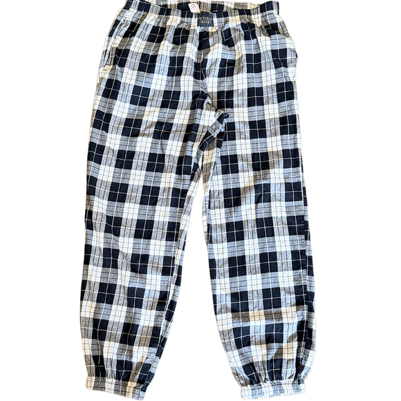 Victoria’s Secret VS shimmer plaid pajama bottoms medium black gold - Picture 2 of 8
